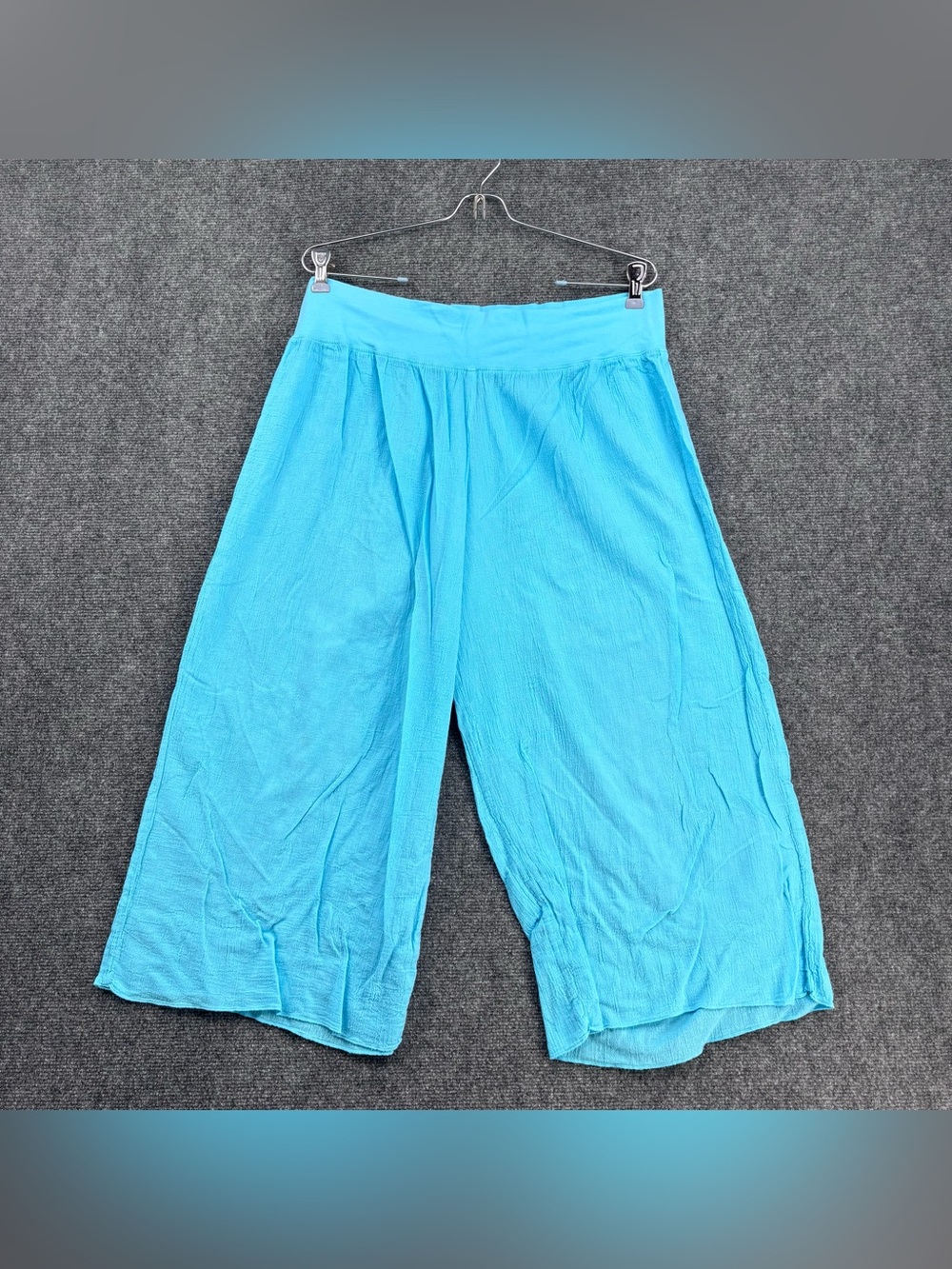 Fresh Produce Beachy Turquoise High Rise Coastal Casual Capri Pants Women’s L